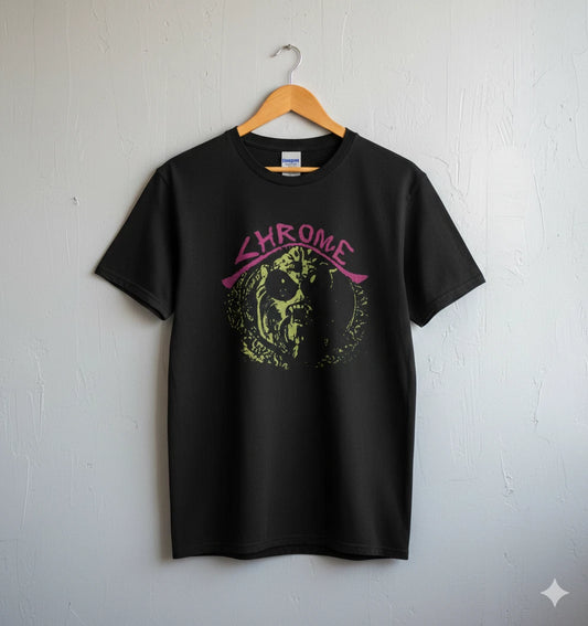 Chrome Band T-Shirt Black Acid Punk Rock Graphic Tee Vintage Style - T395