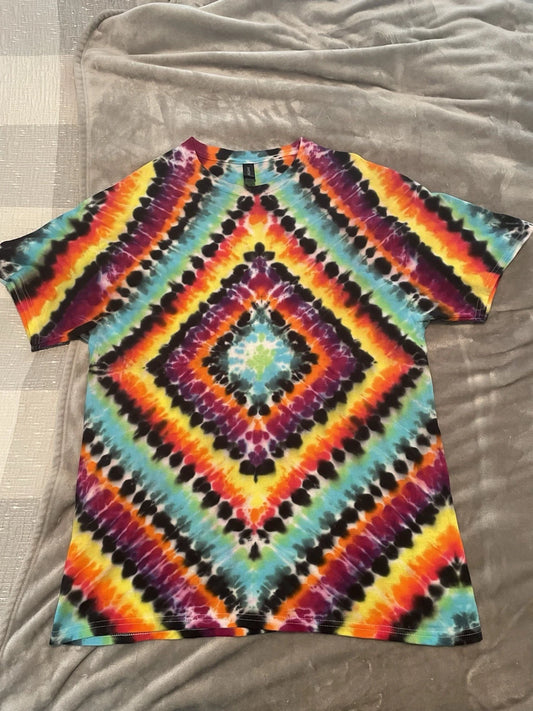 Handmade TieDyed Tee Shirt XL custom diamond psychedelic