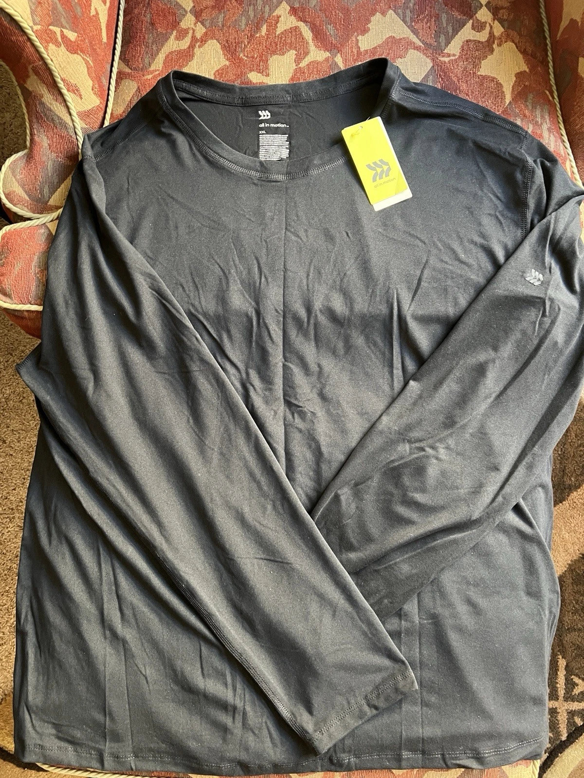 ALL IN MOTION Mens 2XL Black Long Sleeve Quick Dry Running T-Shirt Size XXL NWT