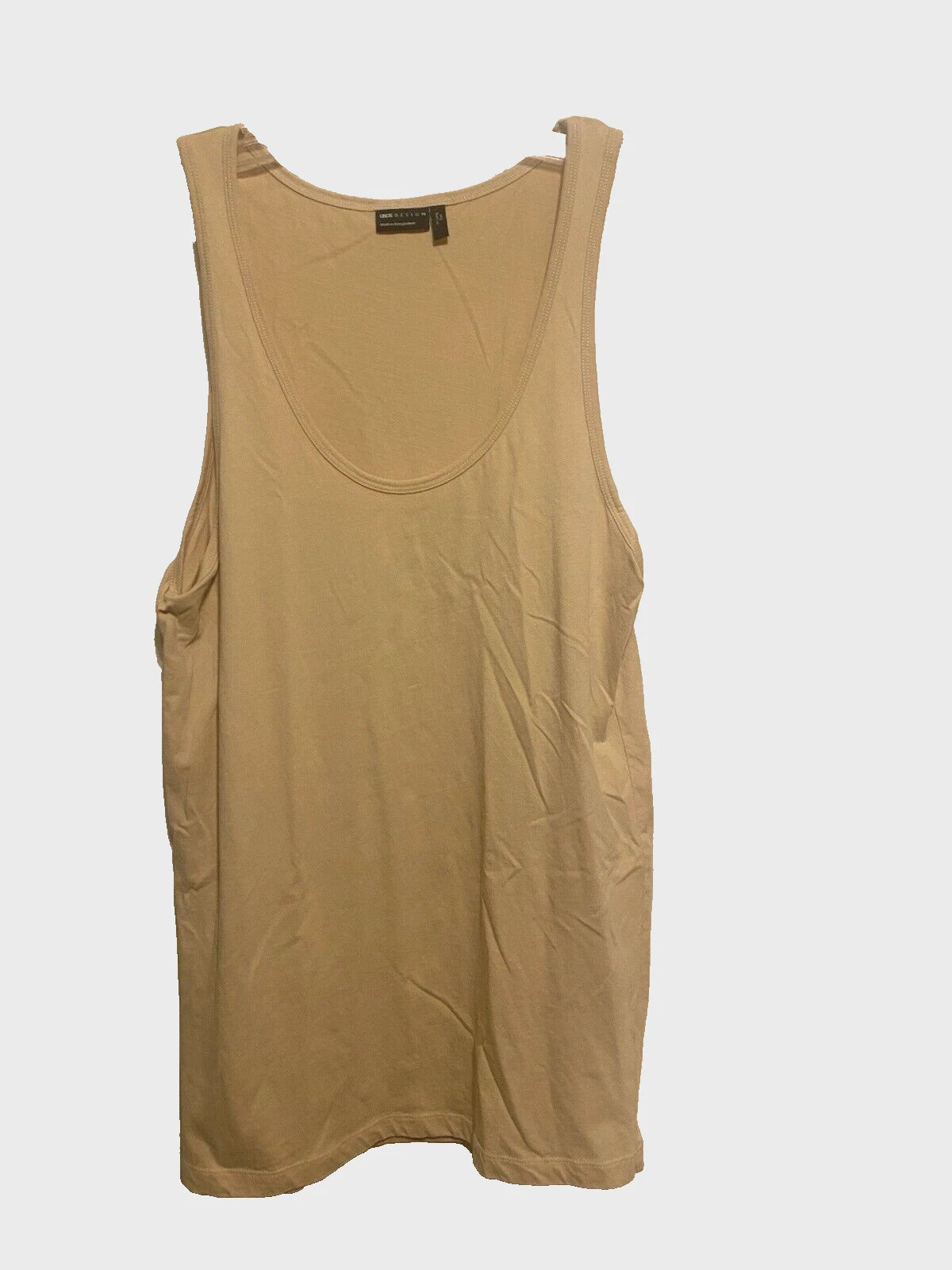 ASOS Design Men's Beige Tank Top Size Medium Long Tall NWOT Scoop neck Cotton