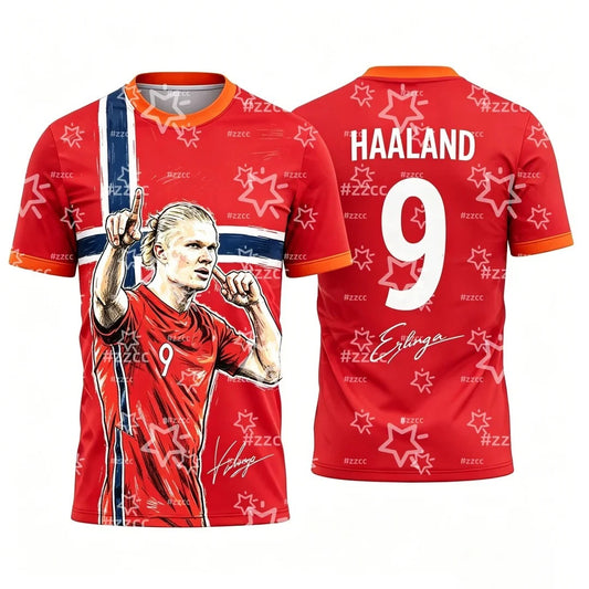 Norway Football T-Shirt Haaland 2026 World Cup Polyester Breathable T-Shirt