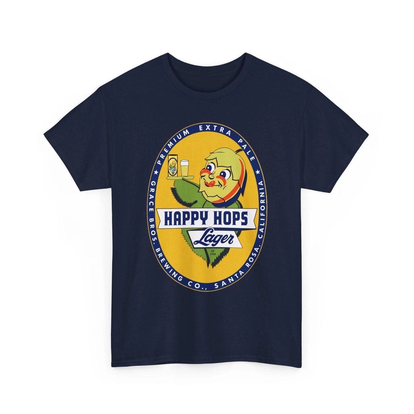 Happy Hops Lager Grace Bros. Brewing Co. Santa Rosa CA 1950s Retro Beer T-Shirt