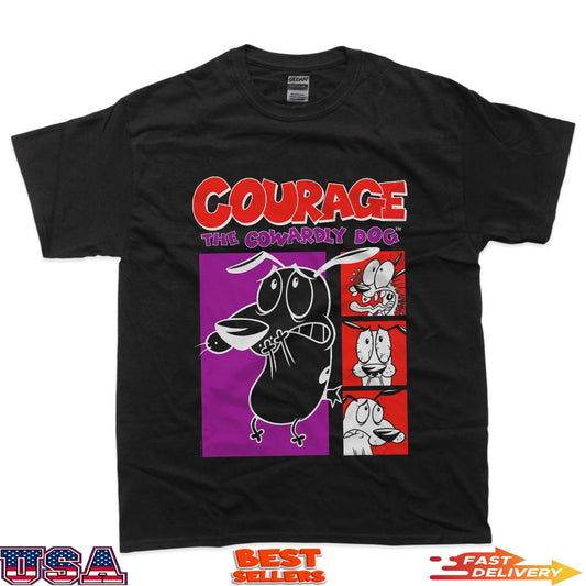 Courage the Cowardly Dog Red and Purple Frames Cartoon T-Shirt