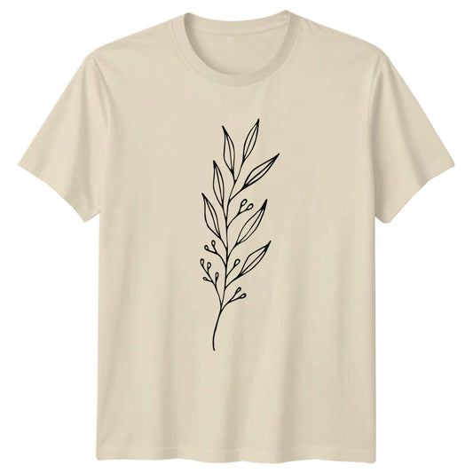 Simple Hand Drawn Olive Branch Womens T-Shirt Minimalist Art Mothers Day