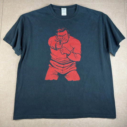 Gunman Print T Shirt XL Black Red Graphic Comic Style Streetwear Tee Gildan