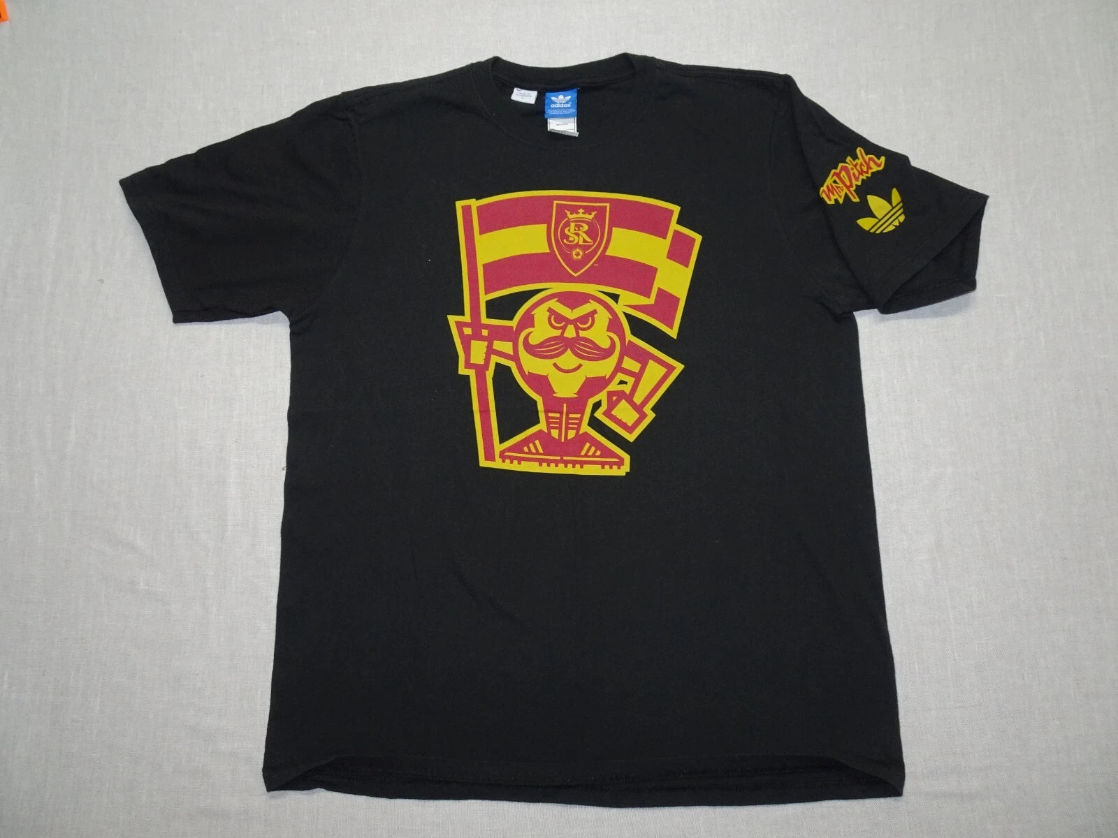 Adidas Real Salt Lake Mr Pitch MLS Soccer Supporters Fan T Shirt Large Black