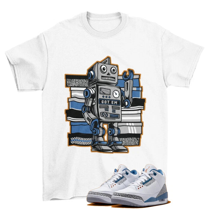 Sneaker Bot Shirt White to Match Jordan 3 Retro Wizards True Blue CT8532-148