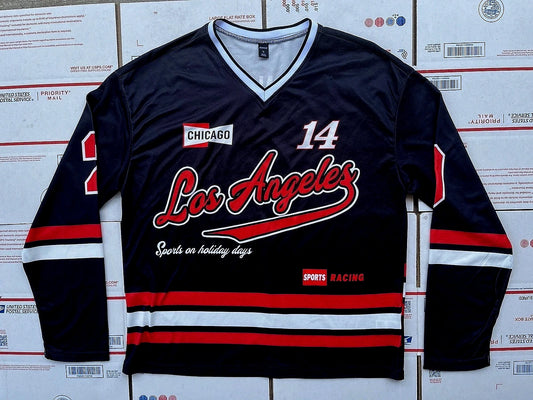 VTG 90’s Romwe Los Angeles #23 CHICAGO Sports Racing Hockey Jersey L/S T-Shirt L
