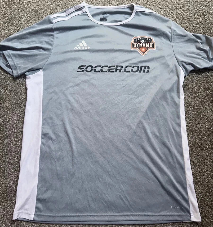 Adidas Climalite Soccer.com Houston Dynamo Jersey Gray Men Large Active Futbol