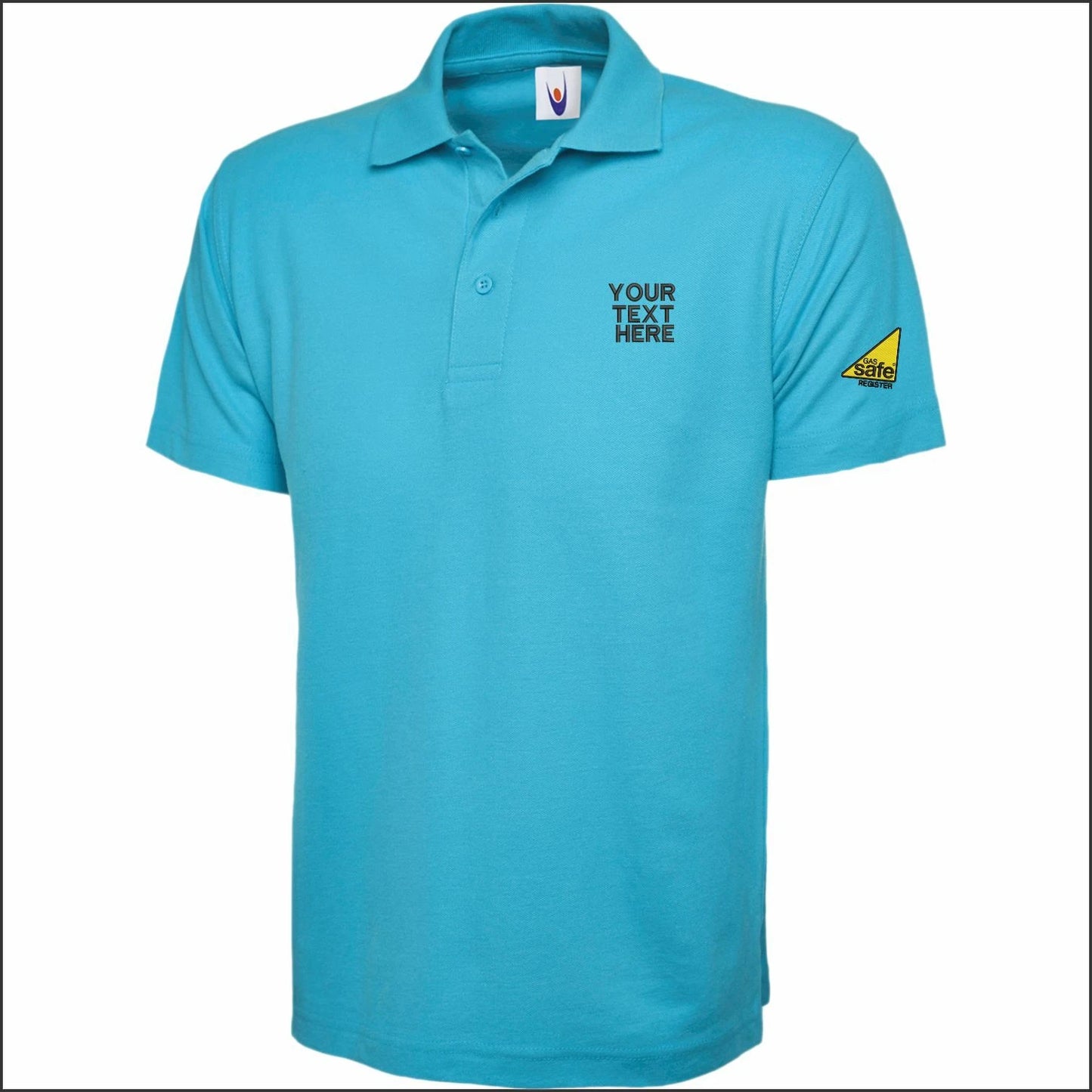 Personalised GAS SAFE REGISTER Embroidered Logo On Sleeve Workwear Polo Shirts