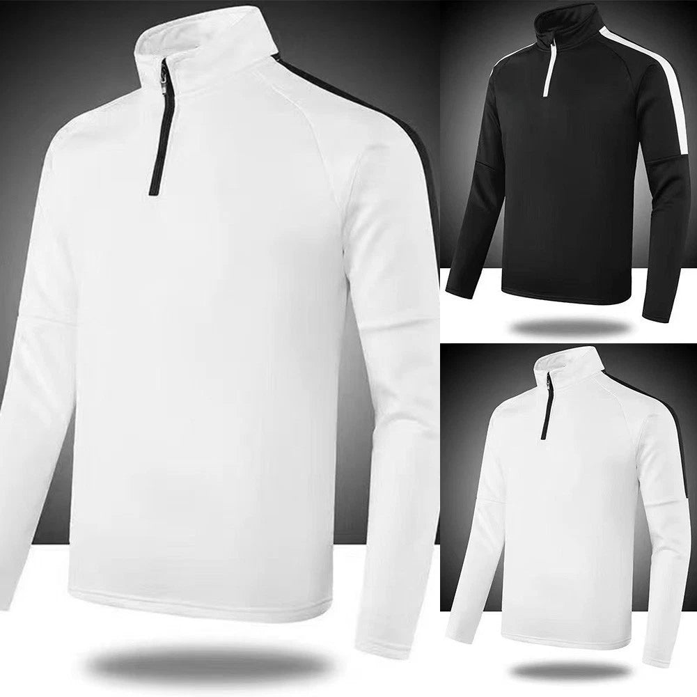 Men's Spliced Half Zip Sweatshirt Long Sleeve Casual Daily Wear Polyester