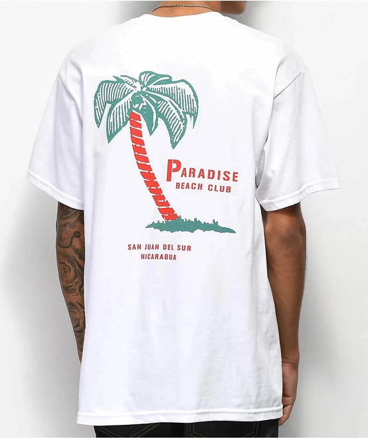 Empyre Mens Paradise Beach Club Palm Tree Print Streetwear White Shirt NWT S-2XL