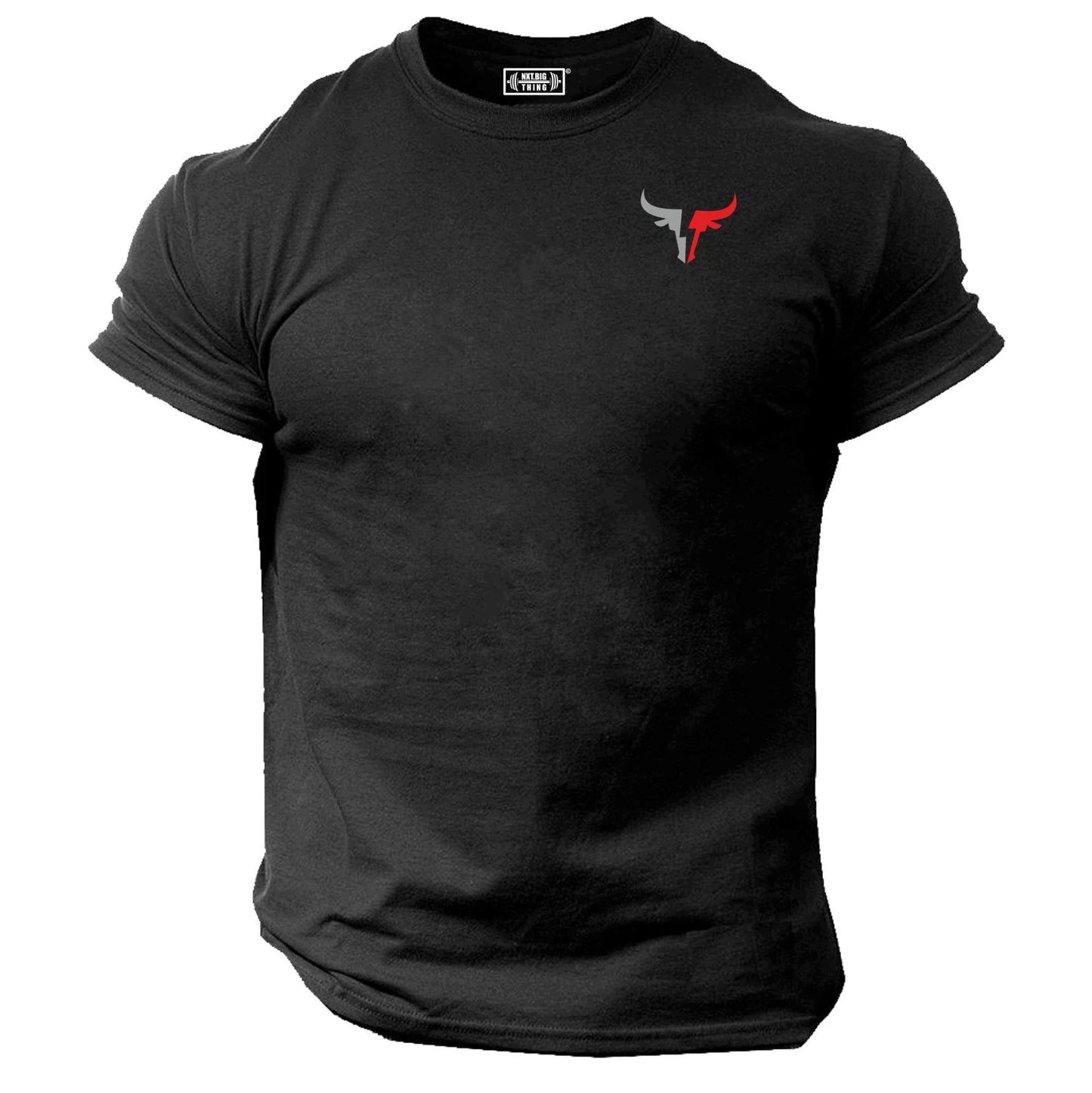 Bull Head T Shirt Pocket Gym Clothing Bodybuilding Training Workout Exercise Top