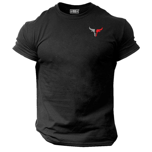Bull Head T Shirt Pocket Gym Clothing Bodybuilding Training Workout Exercise Top