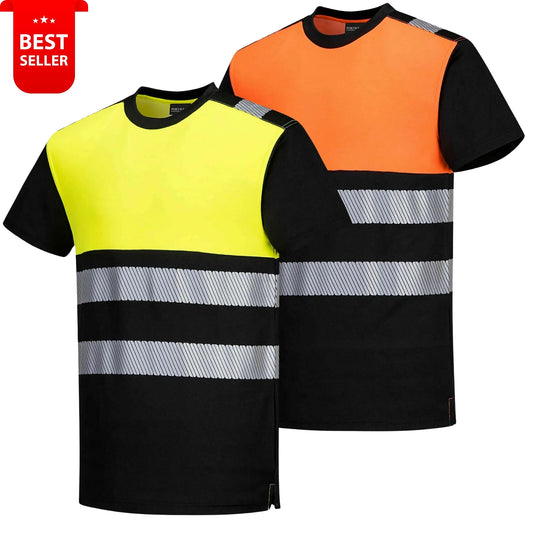 Portwest Men's Hi Vis T-Shirt Reflective High Viz Work Safe Tee Class 1 T-Shirt