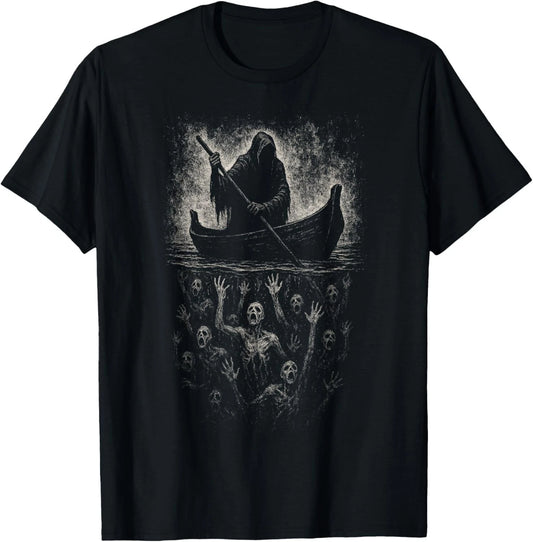 Reaper Horror Goth Charon Hades Underworld Mythology Alt Art Gift Unisex T-Shirt