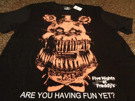 Five Nights at Freddy's Fazbear Large T-shirt Black  Are You Having Fun Yet? NWT
