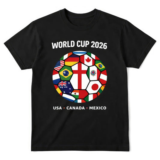 World Cup 2026 Football T-Shirt Flags Of The World Soccer Fan Graphic Tee