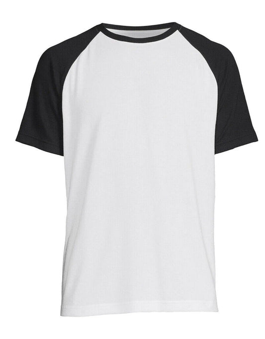 NWT George Mens M White/Black Raglan Short Sleeve T- Shirt Soft Moisture Wicking