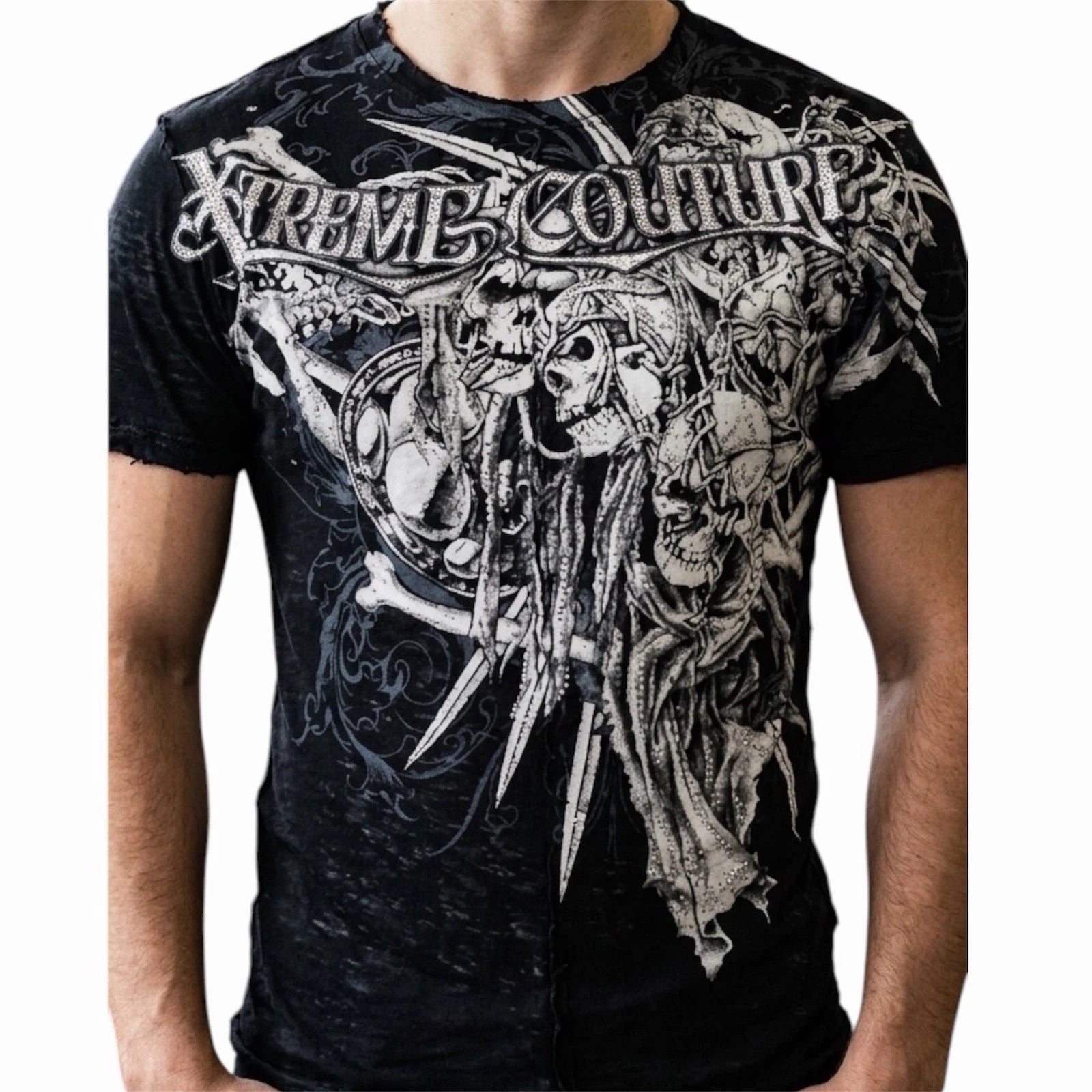 XTREME COUTURE by AFFLICTION Black OUTLAW Short Sleeve Slim Fit T-shirt NWT