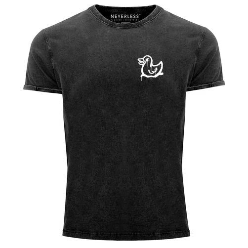 Mens Vintage Shirt Drippy Duck Duck Graffiti Style Print Shirt Tee