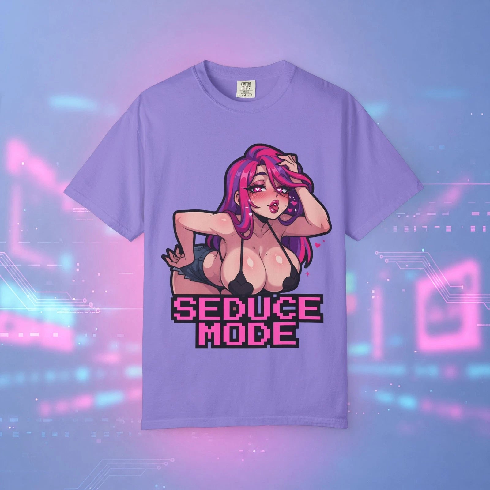 Comfort Colors 1717 Anime Pinup Graphic Tee Seduce Mode Gamer Shirt Unisex S-4XL