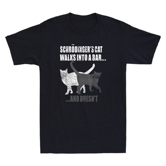 Schrodingers Cat Walks Into A Bar And Doesn't Physics Funny Retro Men's T-Shirt