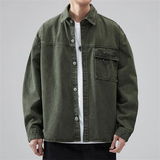 Men's Cargo Shirt Casual Slim Shirts Long Sleeve Button Down Tops Blouse Party