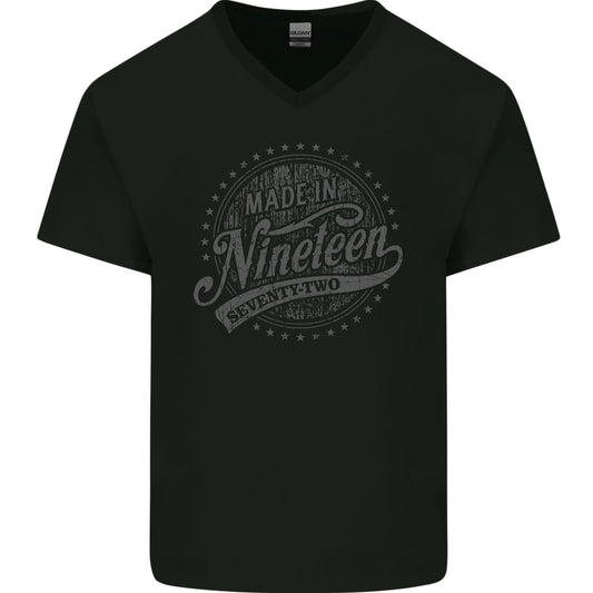 Distressed 54th Birthday Made In 1972 Mens V-Neck Cotton T-Shirt
