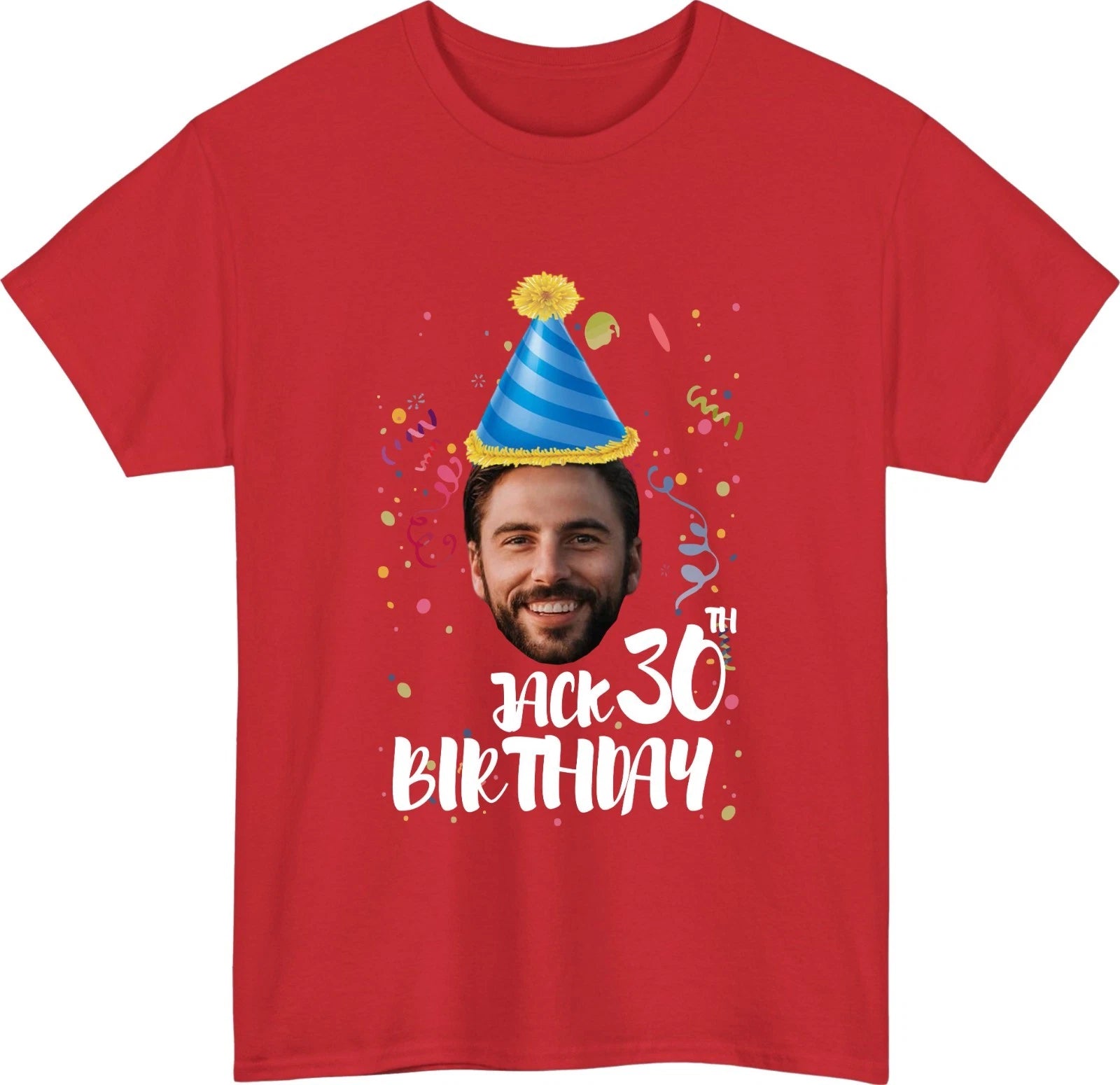 Personalise Birthday Crew T-Shirt Custom Photo Name Age Matching Group Party Top