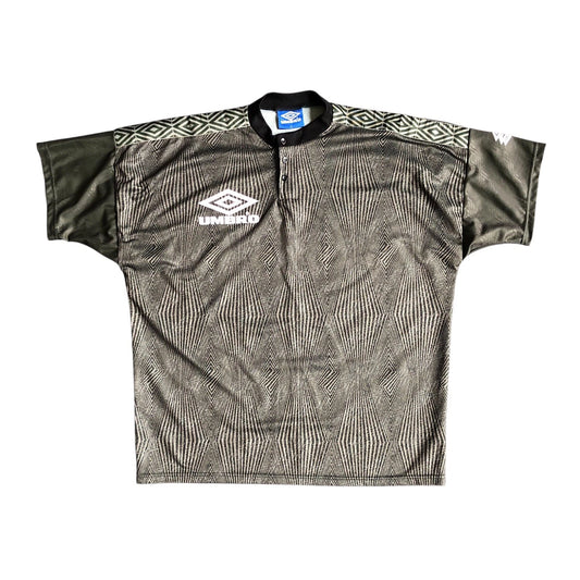 Vintage 90s Umbro Pro Training Shirt Men’s XL Green 3-Button Henley Football Top