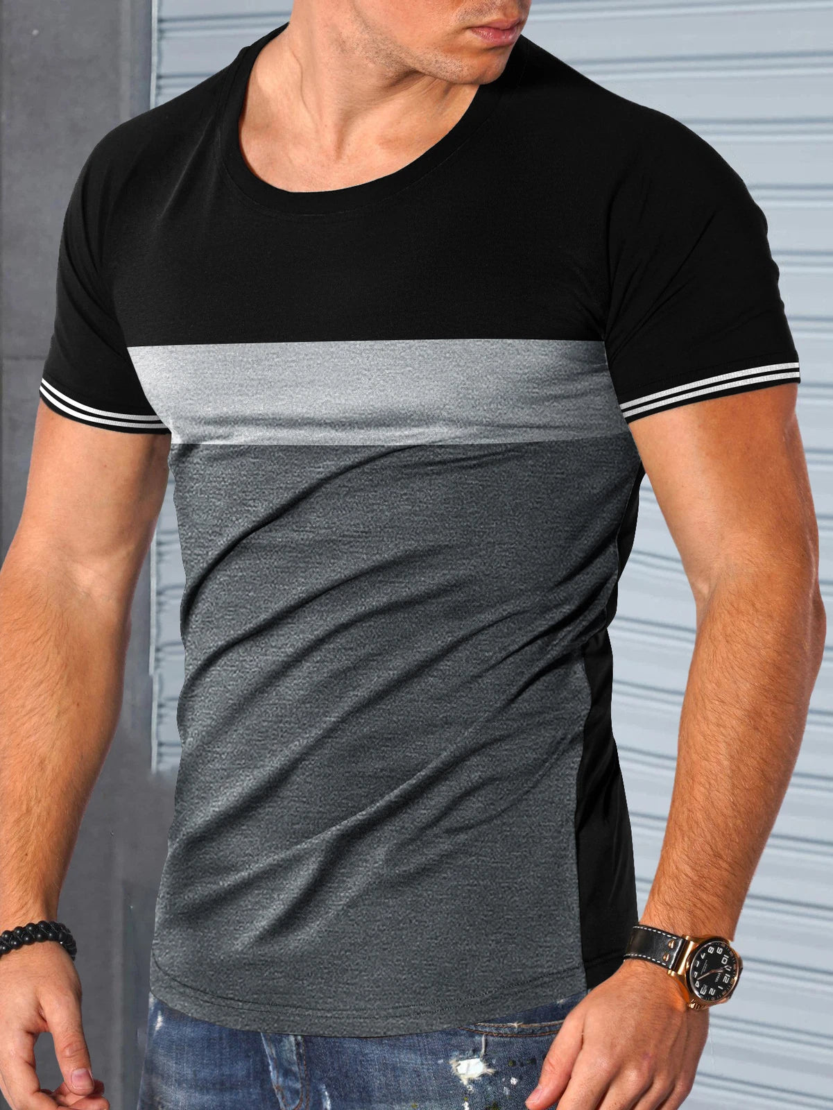 Men's Short Sleeve T-Shirt Classic Casual Slim Round Neck Shirts