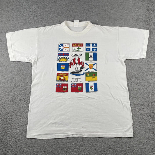 Vintage 90s Canadian Province Flags Shirt White Large Out Home And Native Land