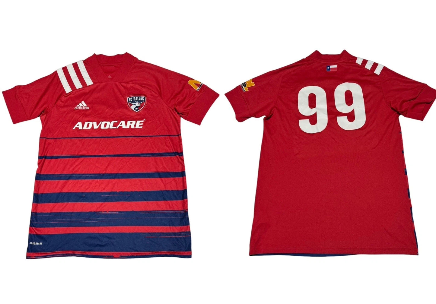 Adidas FC Dallas Soccer Jersey Mens Medium MLS Red Aeroready Advocare #99