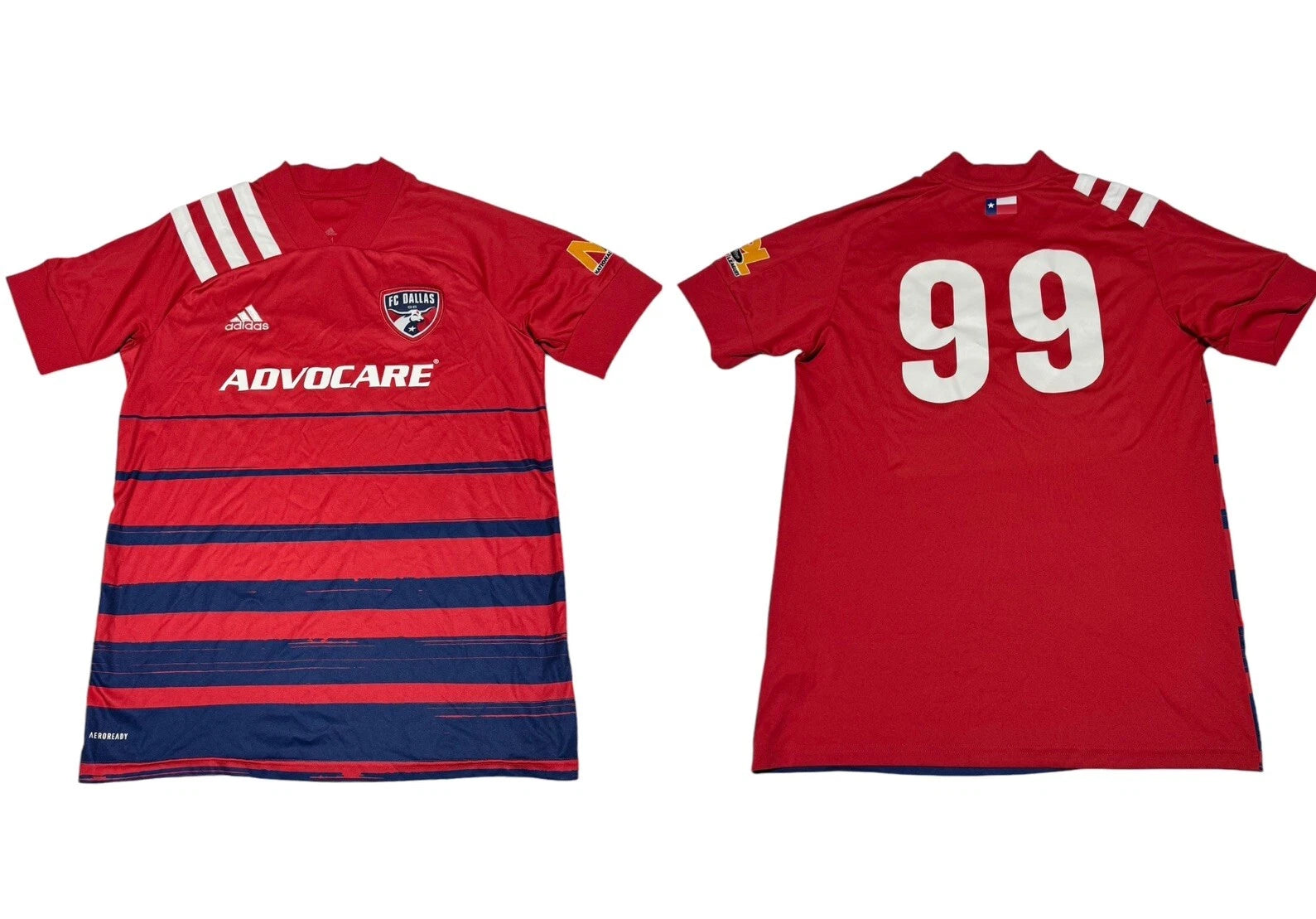 Adidas FC Dallas Soccer Jersey Mens Medium MLS Red Aeroready Advocare #99