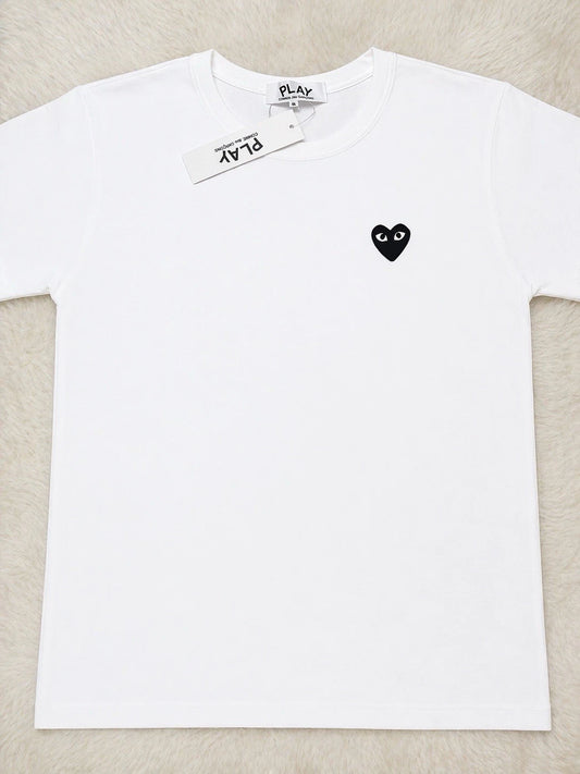 Comme Des Garcons Play Black Heart Logo White Men's Short Sleeve T Shirt Size M