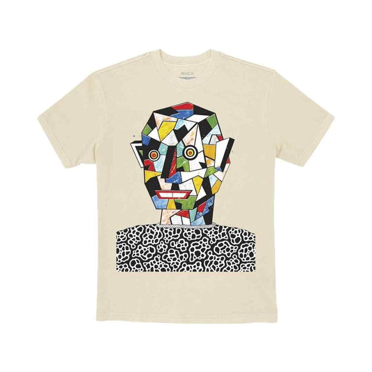 RVCA "Matt Leines Facet Face" Short Sleeve Tee (Silver Bleach) Graphic T-Shirt