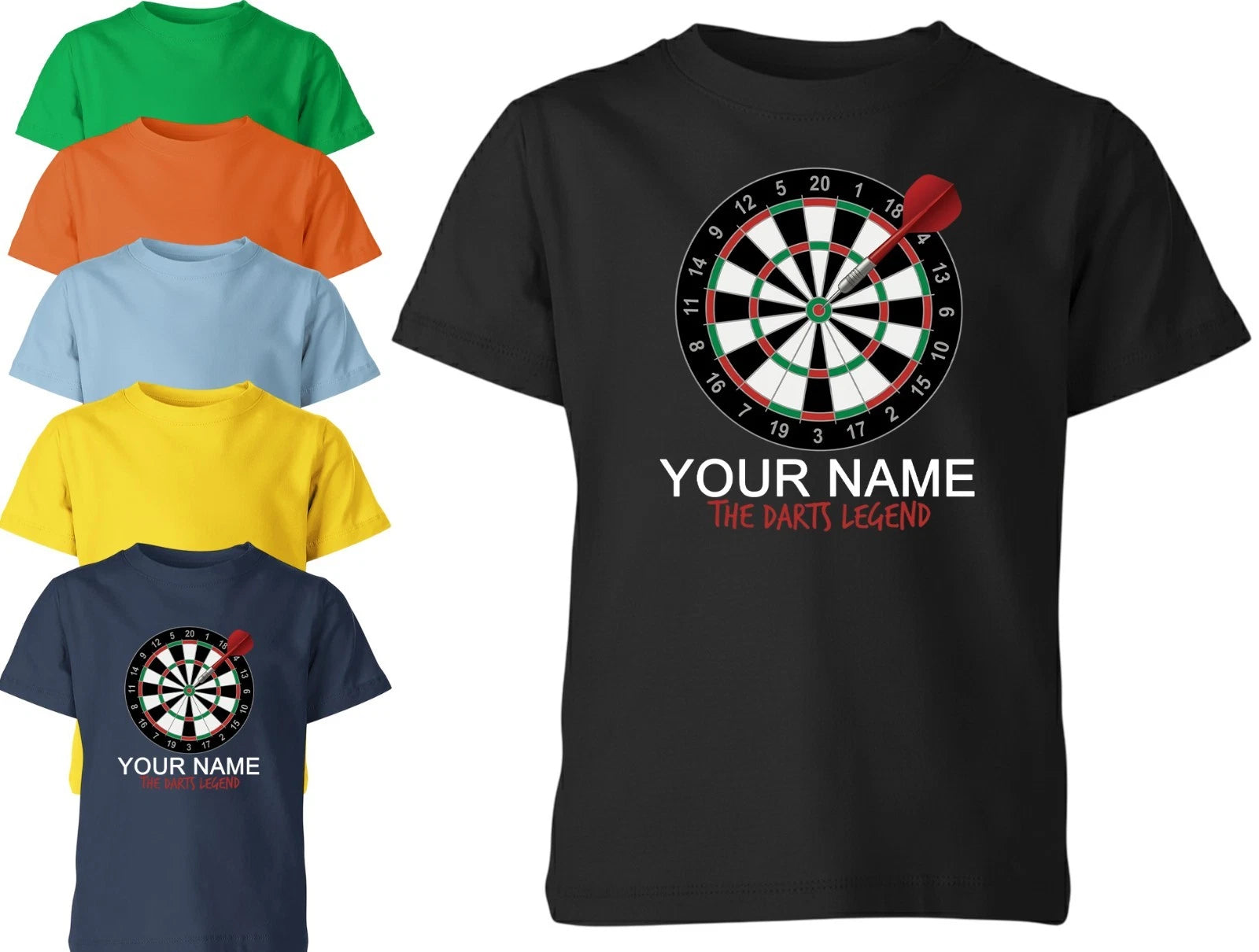 Personalised Darts T Shirt Any Name The Darts Legend Gift Kids Unisex Tee