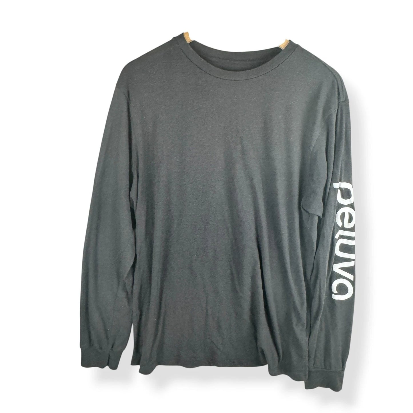 Peluva Logo T Shirt Mens Size Large Long Sleeve Cotton Hiking Outdoor USA Made