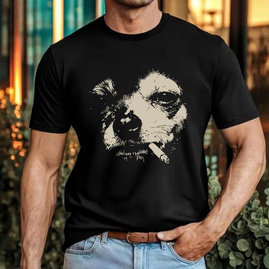 Smoking Chihuahua T-Shirt Funny Dog Meme Grunge Effect Dog Lovers Gift Tee Top