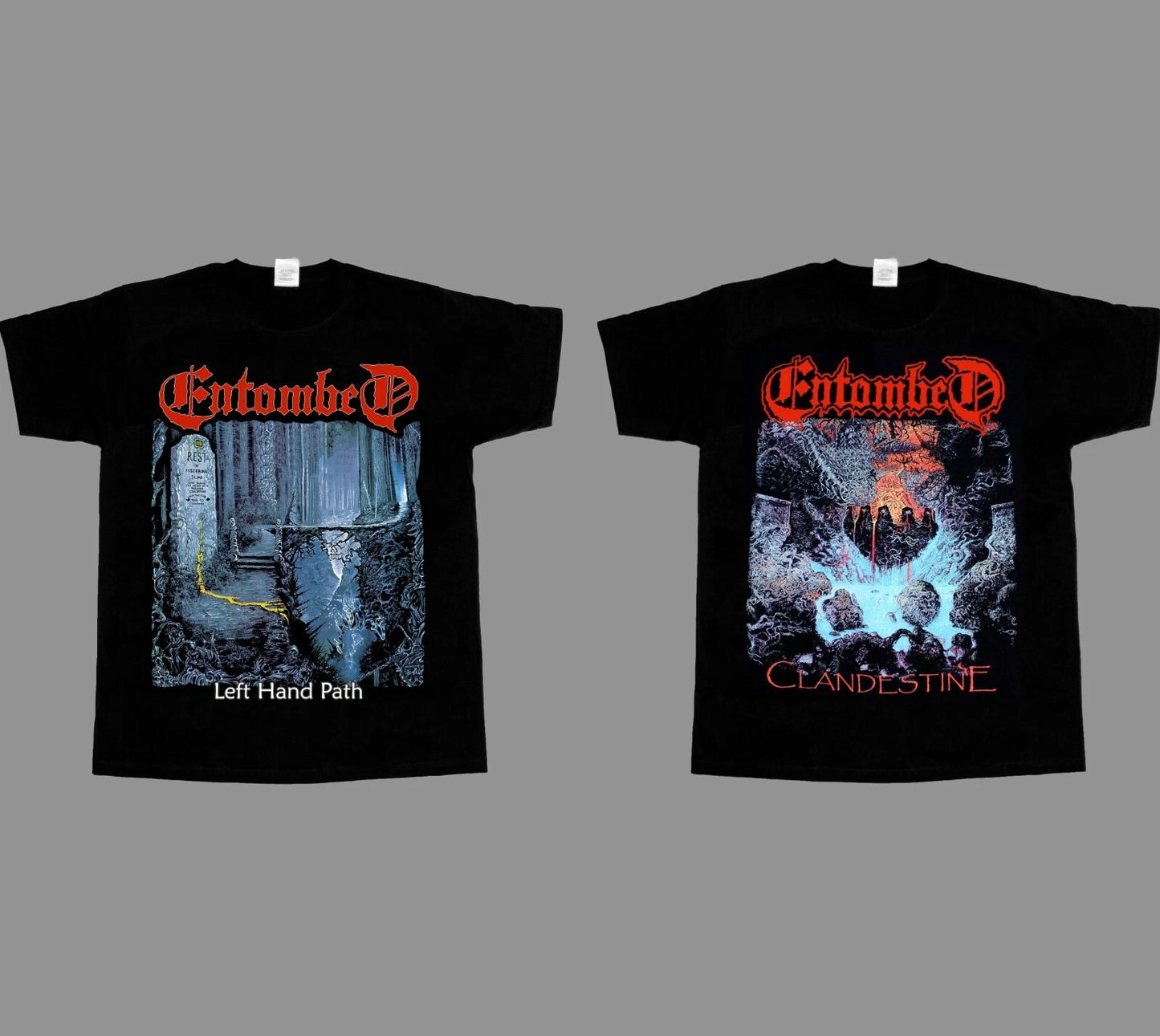 ENTOMBED CLANDESTINE LEFT HAND PATH NEW BLACK SHORT/LONG SLEEVE T-SHIRT 3 4 5 XL