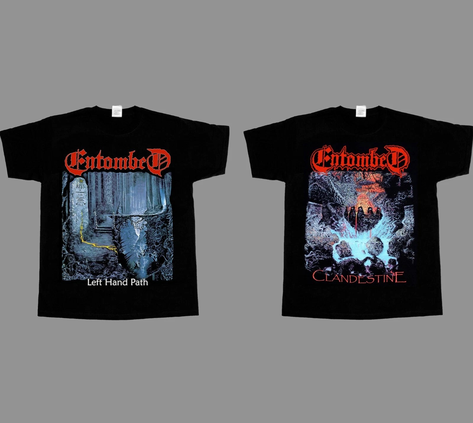ENTOMBED CLANDESTINE LEFT HAND PATH NEW BLACK SHORT/LONG SLEEVE T-SHIRT 3 4 5 XL