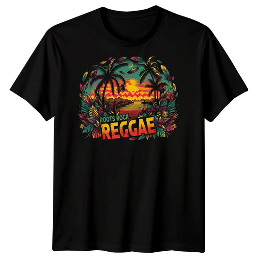Roots Rock Reggae Mens T Shirt Rasta Music Lion Judah Jamaica Graphic Tee