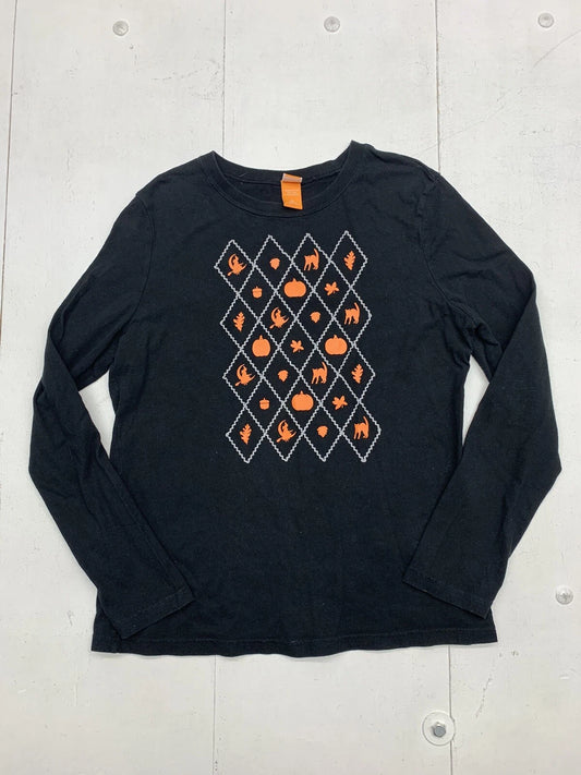 Custom Graphic Halloween Long Sleeve Shirt Black Adult Size XL
