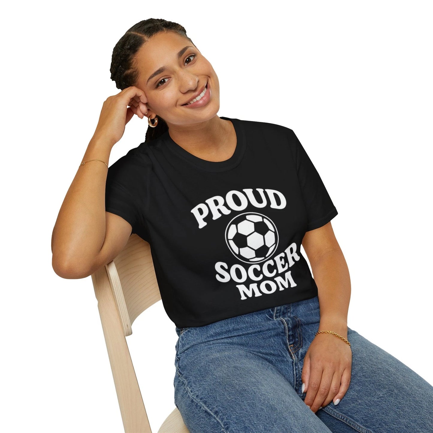 Proud Soccer Mom T-Shirt, Unisex Softstyle Tee for Sports Moms, Gift