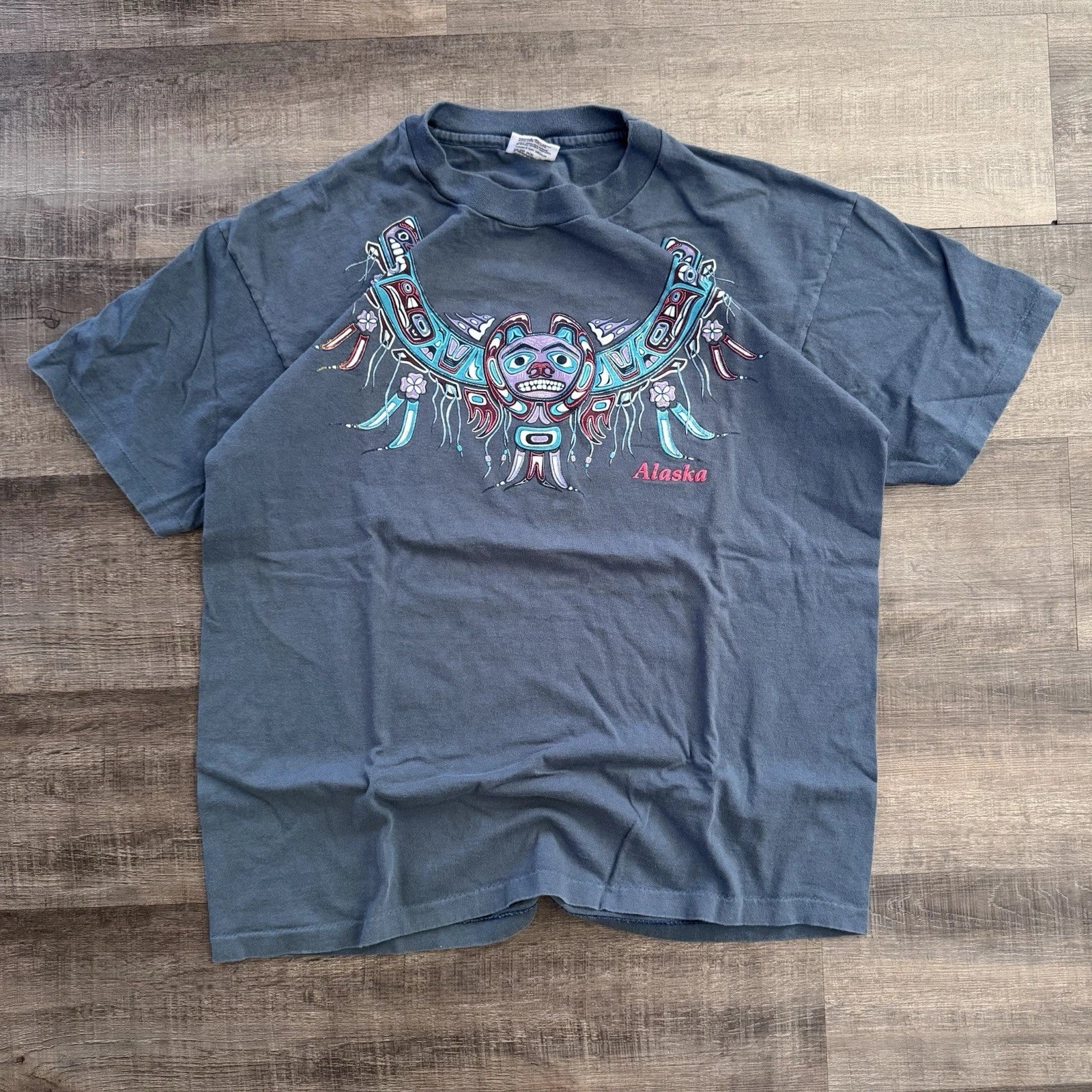 Vintage 90s Sansegal Single Stitch Alaska Native American Graphic Tee Shirt XL