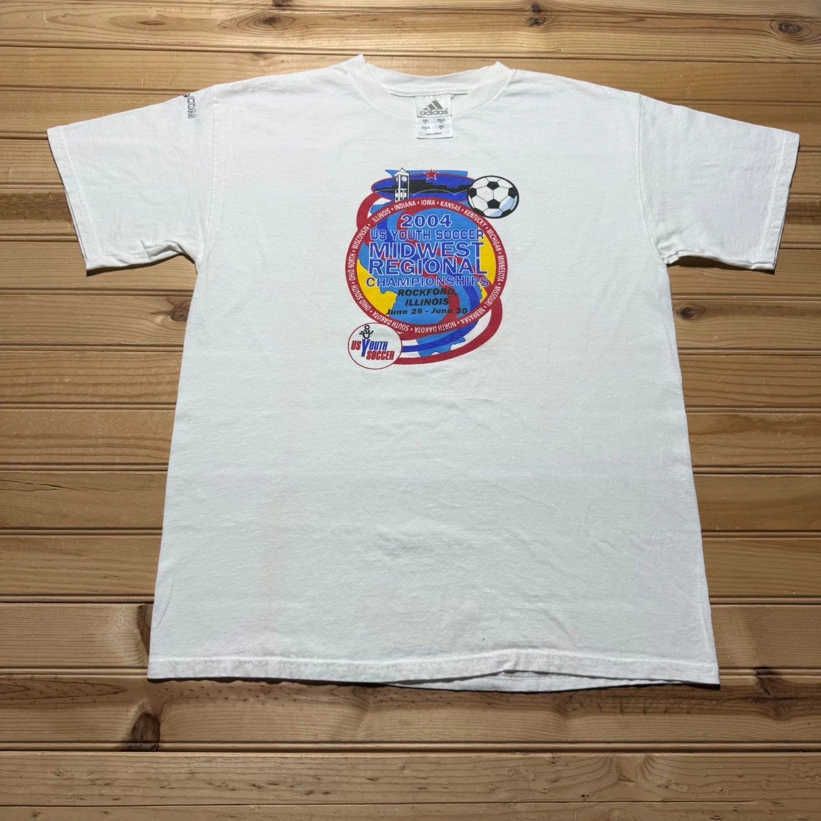 Vintage 2004 Adidas US Youth Soccer Midwest Regional Championships T-Shirt Small