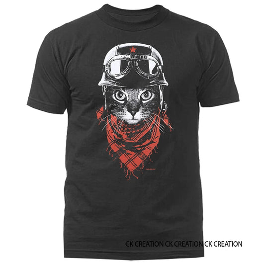 Adventurer Cat Bikers Motorcycle  Animal Pet Funny Joke Humor Graphic T-shirt