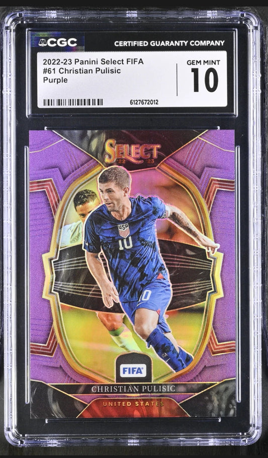 2022-23 Panini Select FIFA Terrace Christian Pulisic #61 Purple Prizm /75 CGC 10