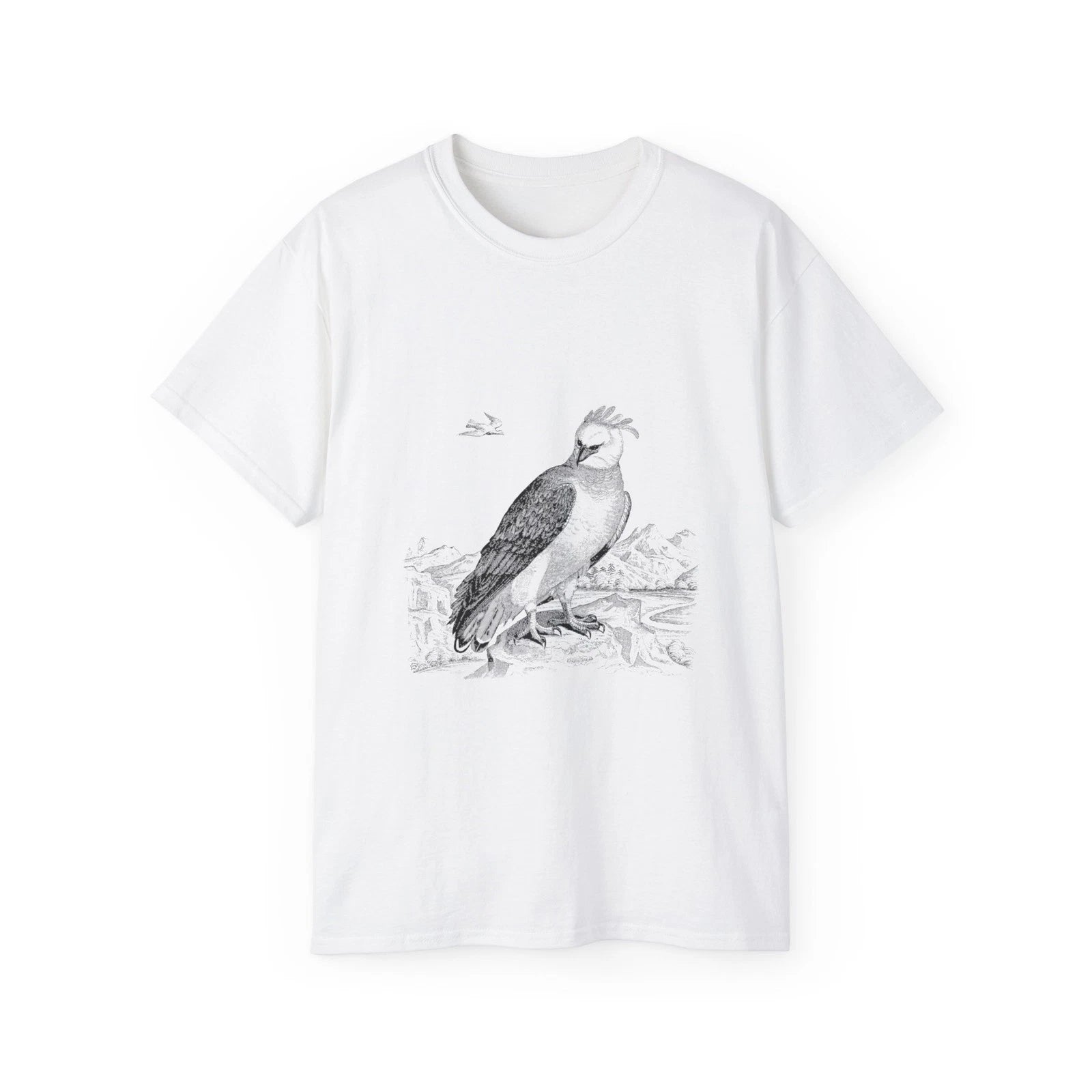 Eagle Landscape Line Art Bird Vintage Retro | Custom Graphic T-Shirt